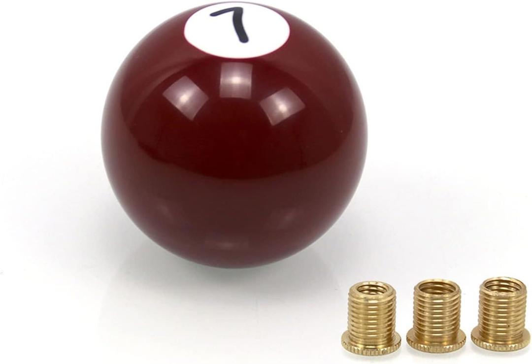 RYANSTAR Shifter 7 Ball Billiard Pool Custom Shift Knob Universal Stick Shifter Knobs for Car SUV Bus Truck (Smooth 7 Red)