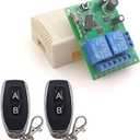 DieseRC DC 12V 24V 30V Secure Remote Control Switch Universal Wireless 433Mhz Rf 10A Relay Receiver Board with 2 Transmitter Key Fobs for Motor Light Gate Door DIY Wireless Controller