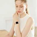 MNBVCXZ Leather Bands Compatible with Apple Watch Band Women, Womens Genuine Replacement Strap for iWatch Series 11 10 9 8 7 6 5 4 3 2 1 SE 3 SE 2 SE (42mm 41mm 40mm 38mm, Pink Sand/Rose Gold)