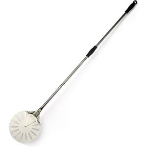 Turning Pizza Peel for Brick Oven,9" Stainless Steel Small Round Perforated Pizza Paddle with 47" Long Handle