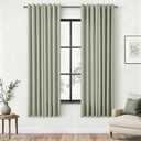Sage Green Linen Curtains 63 Inch Length 2 Panels Set For Living Room, Bronze Grommet Semi Sheer Flax Light Filtering Boho Drapes Window Bedroom Curtains 63 Inch Long Kitchen Dining Room Light Green