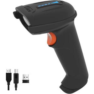 Tera Barcode Scanner Wireless Versatile 2-in-1 (2.4Ghz Wireless+USB 2.0 Wired) with Battery Level Indicator, 328 Feet Transmission Distance Rechargeable 1D Laser Bar Code Reader USB Handheld (Black)