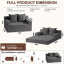 Boneless Loveseat Folding Sofa Bed, Foldable Floor Futon Sleeper Couch Bed - Convertible Sofa Bed, Corduroy Pull Out Sofa Bed with 2 Pillows for Living Room & Bedroom