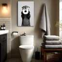 Funny Otter Bathroom Wall Art Decor, Humorous Animal Black and White Canvas Wall Art, Cute Otter Holding Toilet Paper Roll Canvas Artwork Print for Bathroom Toilet Restroom Washroom Wall Decor 16x24''