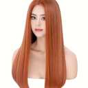 Rugelyss Long Straight Auburn Wig 22 Inches Copper Red Synthetic Hair Ginger Wigs for Women Suitable For Daily Life or Party with Wig cap
