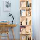 Bear Qiaqia Rotating Bookshelf, 360 Display 5 Tier Floor Standing Bookcase Storage Rack for Kids&Adult, Wood Narrow Book Shelf Organizer for Bedroom, Living Room, Study Room(63 * 17.32 * 17.32inch)