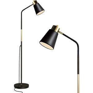 LALISU Floor Lamp, Industrial Floor Lamps for Living Rooms Rustic Farmhouse Reading Standing Floor Lamp Adjustable Metal Heads Indoor Task Lighting for Living Room Bedroom Office Home Dcor (Black)