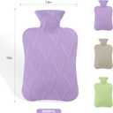 samply Hot Water Bottle with Cover, 2L Hot Water Bag for Hot and Cold Compress, Hand Feet Warmer, Neck and Shoulder Pain Relief, Light Purple