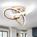 CANEOE Modern LED Ceiling Light, 6000K Gold Led Hallway Ceiling Light Fixtures, Curved Design Semi Flush Mount Ceiling Lights for Hallway Bathroom Kitchen Entryway Stair Ceiling Lamp