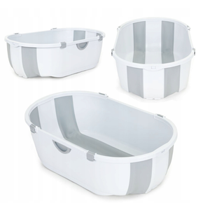 Foldable Baby Bathtub with Drain, Gray