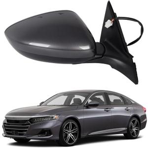 Dasbecan Right Passenger Side Mirror Assembly Compatible with Honda Accord LX Sport 1.5T 2018-2025 Power | Non-Heated | Gray Repalces# HO1321328 76208-TVA-A02, Modern Steel Metallic-3Pins
