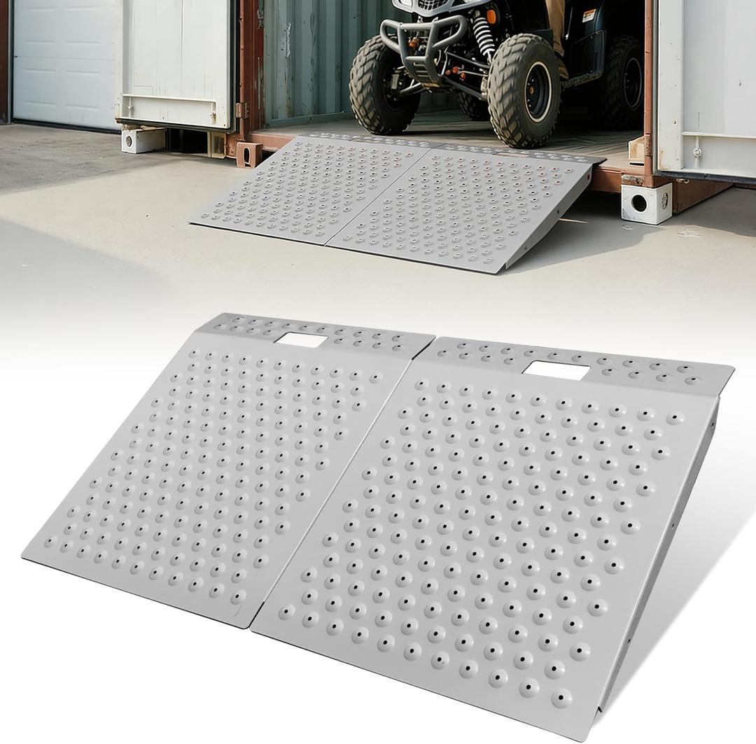 Shed Ramps 2 Pcs, 29" x 48" Shed Ramp for Riding Mower & Lawn Equipment, 1500 lbs Capacity Anti-Slip Punch Plate Ramp for Garages, Barns, Metal Ramps for Wheelchairs, ATV, Lawnmower, Golf Cart