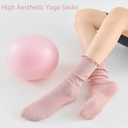 GLENMEARL Pilates Socks with Grips for Women, 3/6 Pairs Yoga Non Slip Long Socks, Grip Sock for Pilates, Dance Workout (9-11, 6 Pack Lace (Black,white,pink))