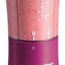 Hamilton Beach Portable Blender for Shakes and Smoothies, 14 Oz BPA Free Travel Cup & Lid, Durable Stainless Steel Blades, Personal Smoothie Blender, Raspberry, 51131G