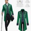 Men Medieval Steampunk Tailcoat Jacket Gothic Victorian Frock Coat Uniform Halloween Party Cosplay Gentleman Costumes Medium