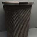 Mind Reader Slim Laundry Hamper with Lid, 60L Clothes Basket, Premium Wicker Design, Plastic, Tan