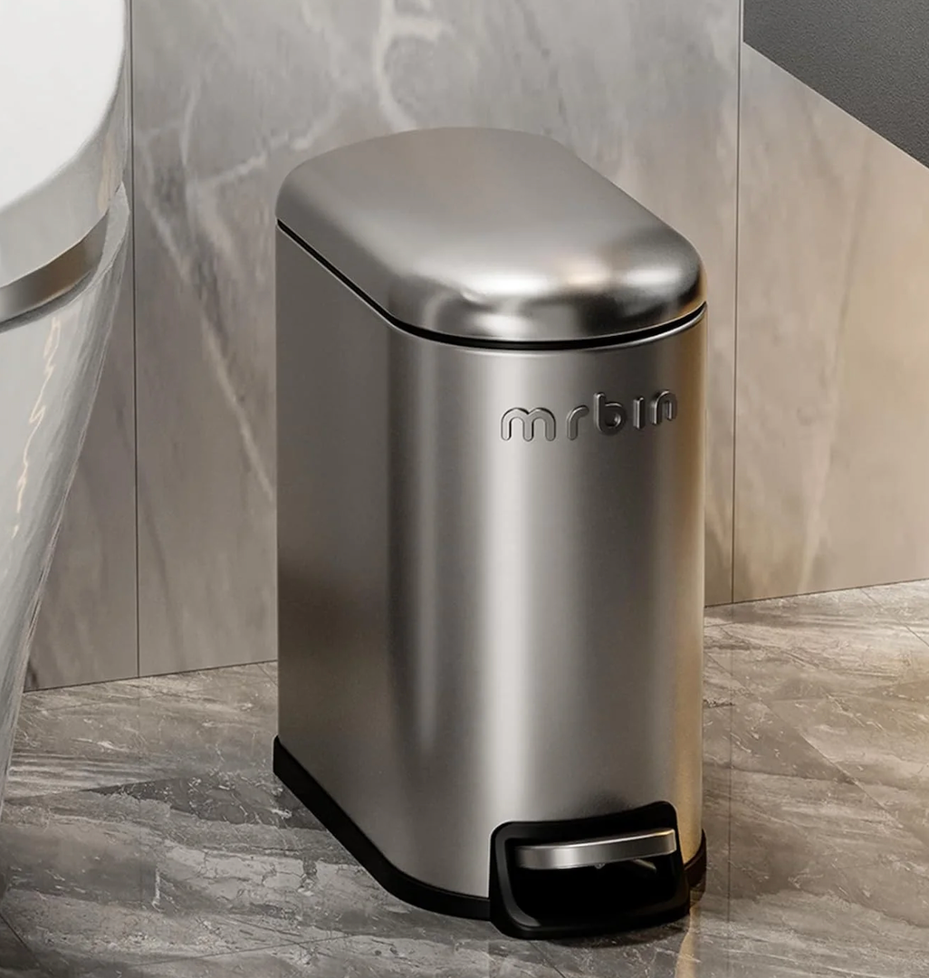 Kitchen Stainless Steel Compost Bin with Lid Countertop, 6l / 1.6gal Small Indoor Hanging Trash Can for Cabinet Door, Small Under Sink Food Scraps Garbage Pail, Eclipse-Grey