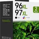 LOMENTICS 96XL 97XL Ink Cartridges Black Color Combo Pack (2-Pack, 1Black/1Tri-Color) Replacement for HP Ink 96XL 97XL for Deskjet 6940 6980 9800 Officejet 7310 7210 Printer