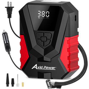 AVID POWER Tire Inflator Portable Air Compressor AC/DC, Automatic Tire Inflator with Gauge, 12V, 110V Small Air Compressor, Portable Air pump for Car Tires, Bikes, Motorcycles, Small inflatables