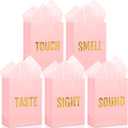 Kolldenn 5 Senses Gift Bags for Him for Her with 10 Pcs Tissue Paper, Paper Bags with Handles Five Senses Gifts for Valentines Christmas Birthday Wedding Anniversary (Pink,8.3 x 4.3 x 10.6 Inch)