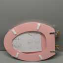 Pink Elongated Toilet Seat Natural Wood Toilet Seat with Zinc Alloy Hinges, Easy to Install also Easy to Clean, Scratch Resistant Toilet Seat by Angol Shiold (Elongated, Pink)