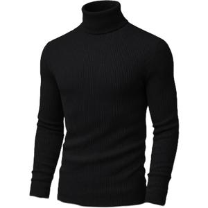 URBAN BUCK Turtleneck Men Long Sleeve Knitted Shirt - Ultra Soft Cotton Slim Fit Ribbed Turtle Neck Sweater for Men (Large)