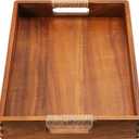 16.5 x 12 Inches Acacia Wood Serving Tray, Large Wooden Food Trays with Handles, Coffee Table Tray for Ottoman, Charcuterie, Parties, Eating, Snack, Decor, Outdoor Kitchen Counter Bandeja De Madera