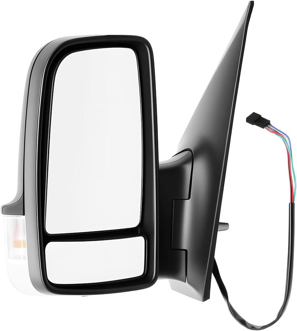 Left Side Mirror Assembly Compatible with 2006-2017 Sprinter 2500 3500 Driver Side Door Mirror w/Blind Spot Glass & Turn Signal Light and Manual Folding CH1320381 (6 Pins)