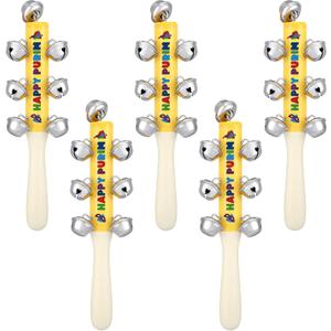 5 Pieces Happy Purim Wood Gragger with Bells 8" H Colorful Purim Gragger Noise Makers Party Favors Holiday Noisemakers Jewish Groggers for Celebration Goodie Bag Fillers Gifts