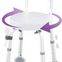 Swivel Shower Chair, 360 Non-Slip Shower Seat with Backrest for Elderly and Disabled, Height Adjustable Rotating Tub Bench for Seniors Bathroom Inside Shower with Compact Frame (White)
