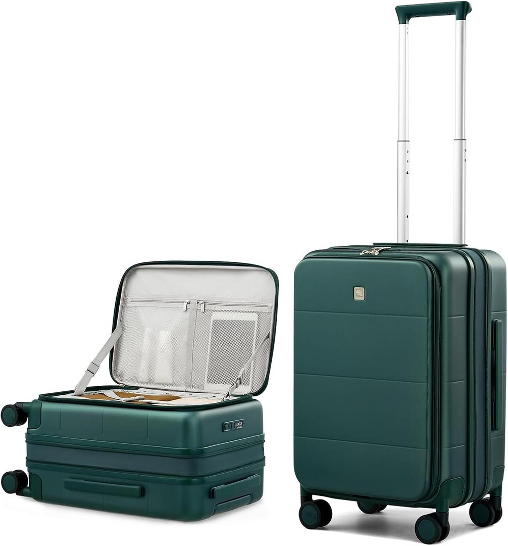 Hanke Hardside Expandable Carry On Luggage, 20 Inch Top Opening Trunk Luggages with Spinner Wheels, All-PC Hard Shell Carry-On Suitcase, Lightweight & TSA Airline Approved (Blackish Green, 46L)