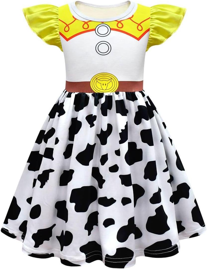 Girls Jessiee Flutter Sleeve Cowgirl Summer Casual Party Dress Outfits White, Size 120