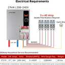Tankless Water Heater Electric 27kW at 240 Volt, ThermoMate On Demand Instant Hot Water Heater Up to 6.4GMP, Self-Modulating Energy Saving for Residential Indoor Shower, Draw 114Amp
