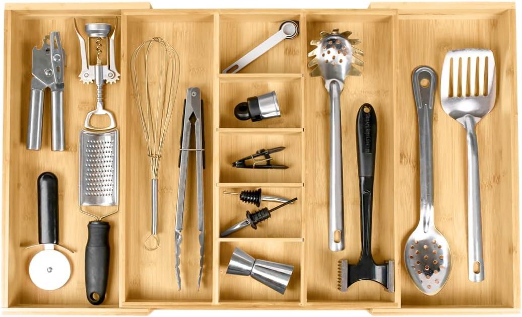Utensil & Junk Drawer Organizer, 16-28 in, Bamboo
