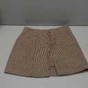 WDIRARA Women's Side Slit Metallic Trim High Waisted Faux Leather Short Skirts (Medium, Brown Plaid)