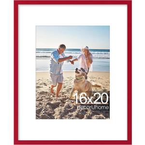 DecorUhome 16x20 Picture Frame Fits 11x14 Photos with Mat, Red