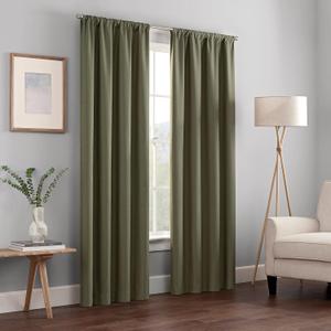 ECLIPSE Kendall Modern Blackout Thermal Rod Pocket Window Curtain for Bedroom or Living Room (1 Panel), 42" x 95", Artichoke