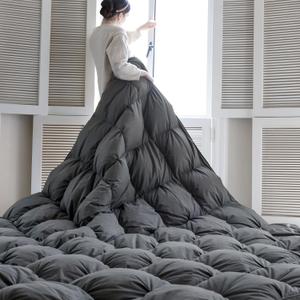 KAKABELL Grey Goose Feather Down Comforter Super King Size 120"x120"