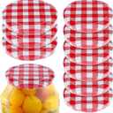 Luxshiny Wide Mouth Jar Lids 12-Pack Red Plaid Aluminum Canning Lids 2.75 Inch Diameter for Mason Jar Sealing and Drinking Lid Replacement