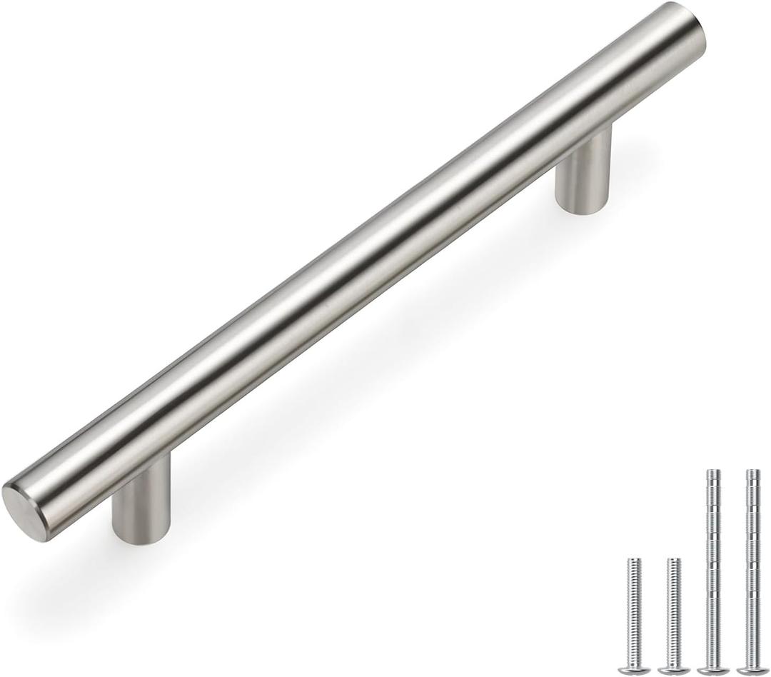 Homdiy 25 Pack Brushed Nickel Cabinet Pulls Drawer Handles Cabinet Hardware Stainless Steel Cabinet Handles 4in Hole Centers Cupboard Pull Drawer Pulls, 201SN