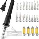 Honoson 22 Pieces Electric Hot Knife Cutter Tool Include Heated Knife Plastic Cutter With Multipurpose 16 Blades 4 Blade Holders Metal Stand For Soft Thin Plastic Foam Stencils(Black)