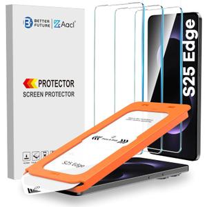 AACL 3-Pack for Samsung Galaxy S25 Edge Screen Protector Tempered Glass with Auto Dust-Elimination, Easy Installation, Bubble Free, Anti Scratch for Galaxy S25 Edge Screen Protector 5G