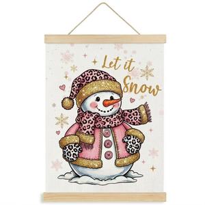 Winter Snowman Canvas Wall Art Poster Hanger Frames, Christmas Decor, Funny Let It Snow Winter Holiday Wall Decor Prints for Home Bedroom Living Room, 12x16 Inch