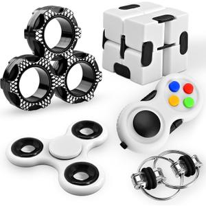 Fidget Toys Adults Set, Easter Basket Stuffers Gift for Kids Teen Cool Gadget Sensory Pack with Figette Spinner Cube ADHD Anxiety Relief Stress Magnetic Ring Office Desk Manget Toy for Boys
