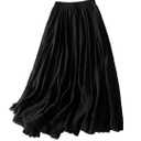 Womens Linen Skirts Summer Casual Loose Midi Skirt Tiered Elastic Waist A Line Skirt