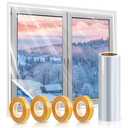 Window Insulation Kit, 87 × 394 Inch Plastic Window Covering for Winter, Window Insulation Film Window Wrap Insulation Windows Winterizing Kit with Double-Sided Tape for 3 Pcs 7 x 9 Ft Windows