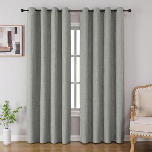 CUCRAF 100% Blackout Curtains 72 inches Length 2 Panels Set, Room Darkening Linen Textured Curtain Grommet for Bedroom Living Room, Light Blocking Thermal Insulated Drapes (52 x 72 Inch,Grey Green)