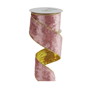 MEEDEE Pink and Gold Velvet Ribbon 2.5 inch Thick Velvet Wired Edge 10 Yards Two Tone Ribbon for Christmas Tree, Gift Wrapping, Wreaths, Large Bows, Crafts Supply