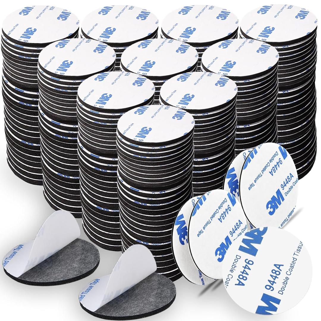 1000 PCS Double Sided Foam Tape Heavy Duty Mounting Strong Foam Tape, Suitable for Walls and Door(Black,Diameter 30mm)