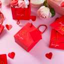 JOYIN 30 Pcs 4.5" Valentines Day Red Gift Bags, Treat Bag with Cards, Paper Goodie Bag with 3 Gold Foil Designs, Valentines Small Goodie Gift Bags for Cookie Snack Storage,Wedding Party Favor